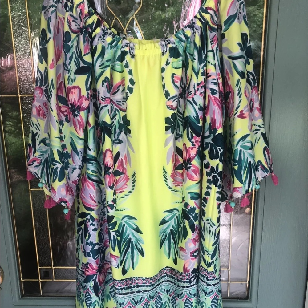 Lilly Pulitzer Payge Dress Bauble Yellow Lemur Alone Holy Grail L Large LIKE NEW